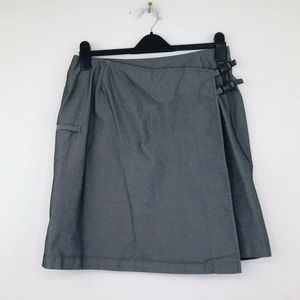 Adidas 8 Wrap Skirt Double Buckle Zip Pocket Tennis Golf Gray Cotton Blend C3